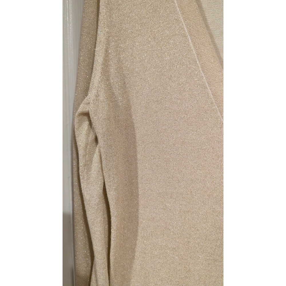 Old Navy Cardigan M Gold Metallic Shimmer V-Neck Button Glam Holiday Sparkle - Picture 5 of 8
